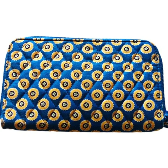 Vera Bradley Blue/ Yellow Print Zippered Wallet - Picture 2 of 5